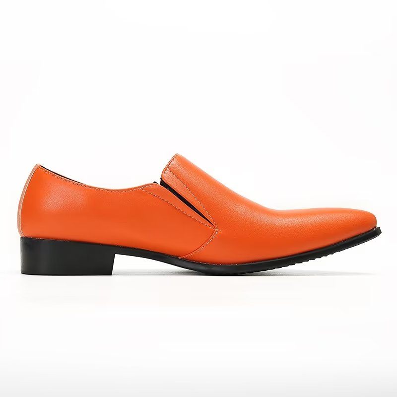 Mocassins Masculinos Luxuosos Couro Liso E Elegantes - Laranja