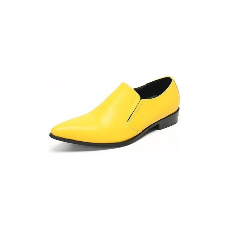 Mocassins Masculinos Luxuosos Couro Liso E Elegantes - Amarelo