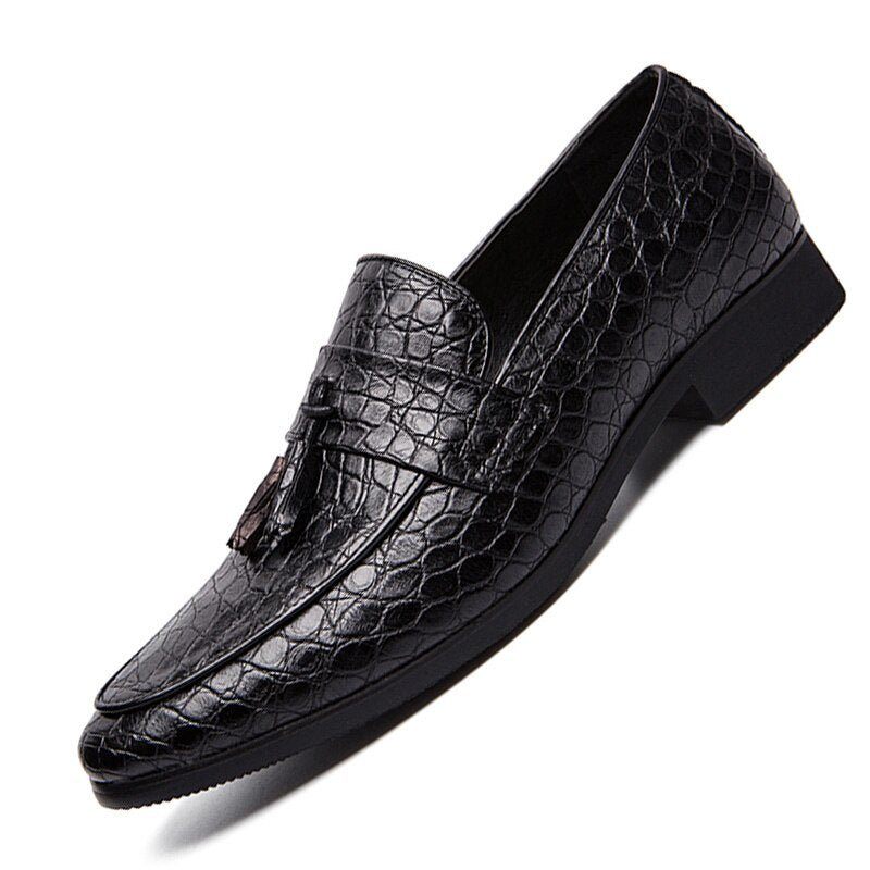 Mocassins Masculinos Luxuosos Crocodilo - Preto