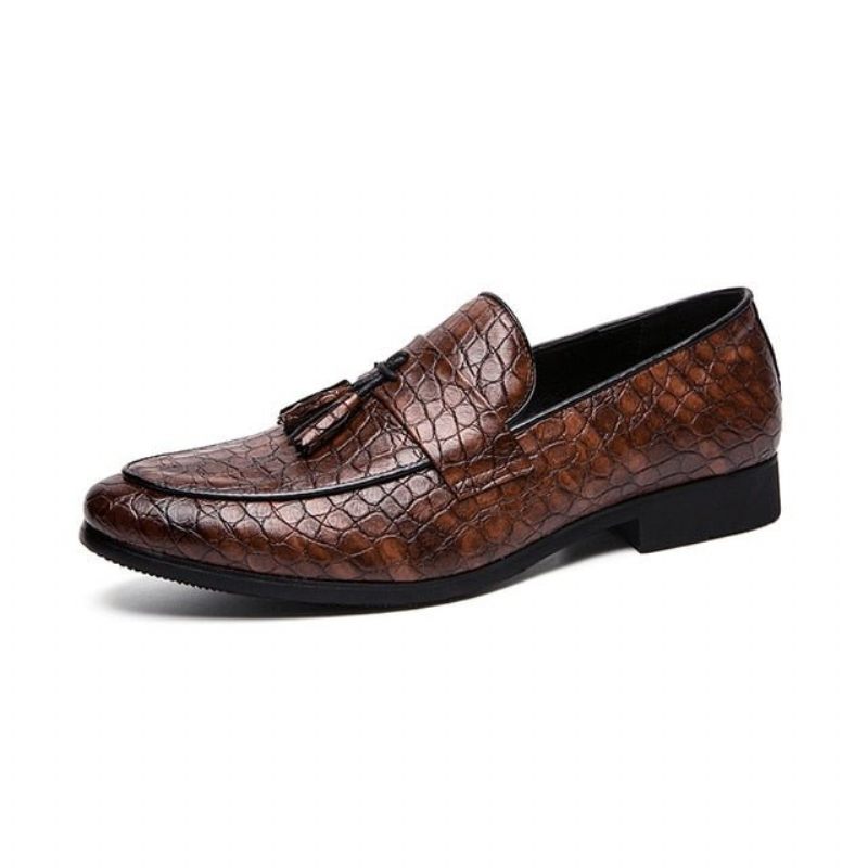 Mocassins Masculinos Luxuosos Crocodilo - Café