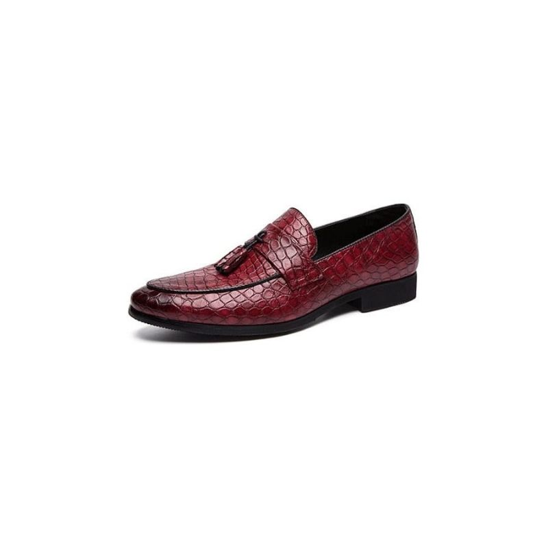 Mocassins Masculinos Luxuosos Crocodilo - Vermelho