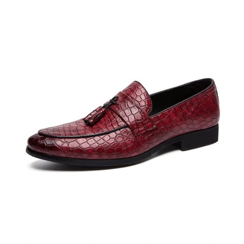 Mocassins Masculinos Luxuosos Crocodilo - Vermelho