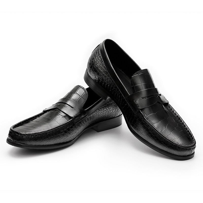 Mocassins Masculinos Luxuosos Croctex Slip On Brogues - Preto