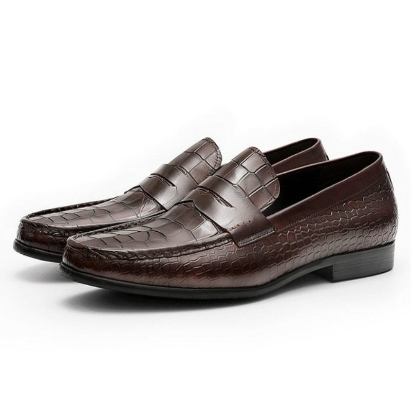 Mocassins Masculinos Luxuosos Croctex Slip On Brogues - Café