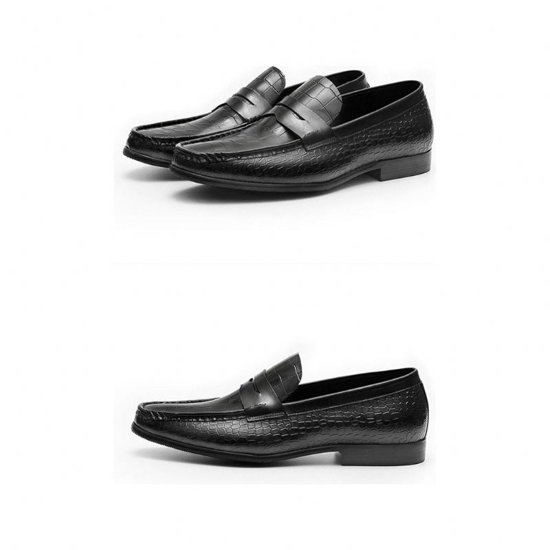 Mocassins Masculinos Luxuosos Croctex Slip On Brogues - Preto