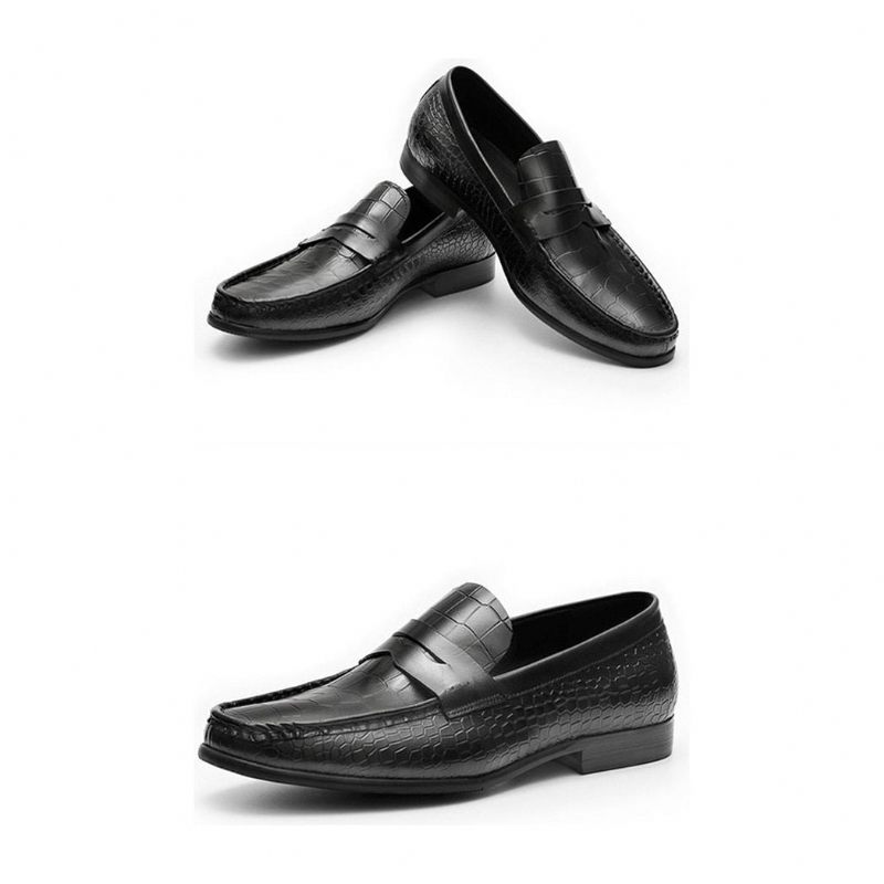 Mocassins Masculinos Luxuosos Croctex Slip On Brogues - Preto