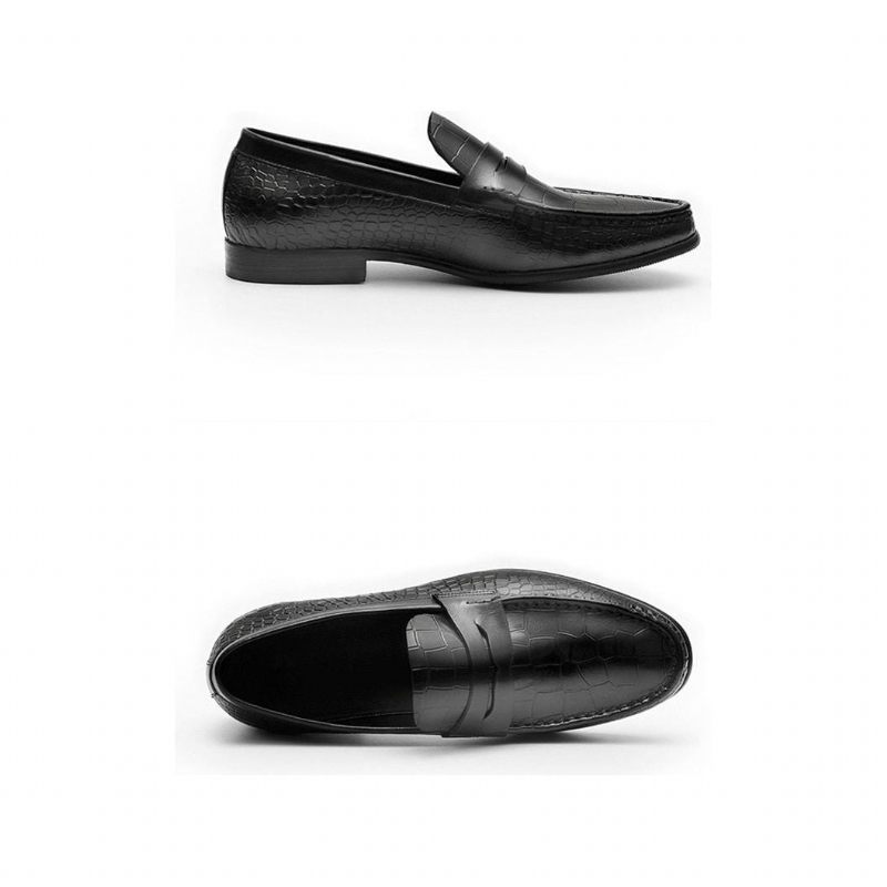 Mocassins Masculinos Luxuosos Croctex Slip On Brogues - Preto