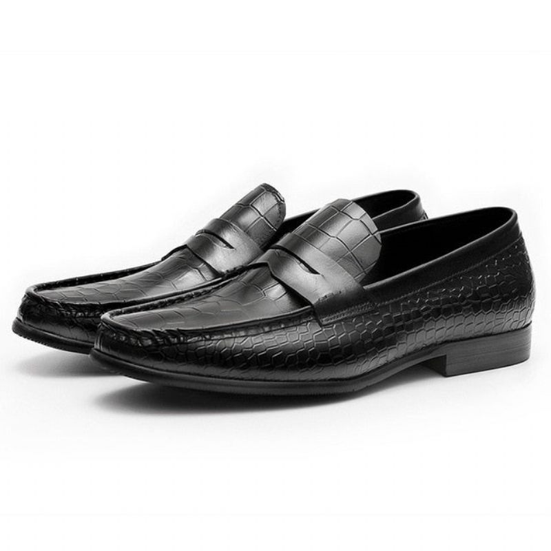 Mocassins Masculinos Luxuosos Croctex Slip On Brogues - Preto