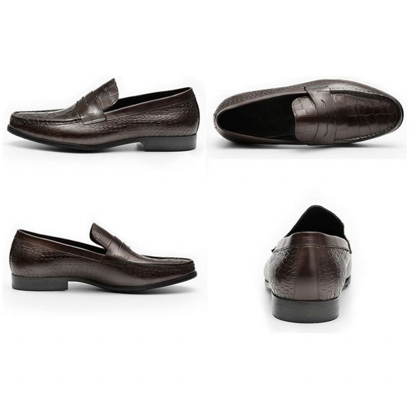 Mocassins Masculinos Luxuosos Croctex Slip On Brogues - Café