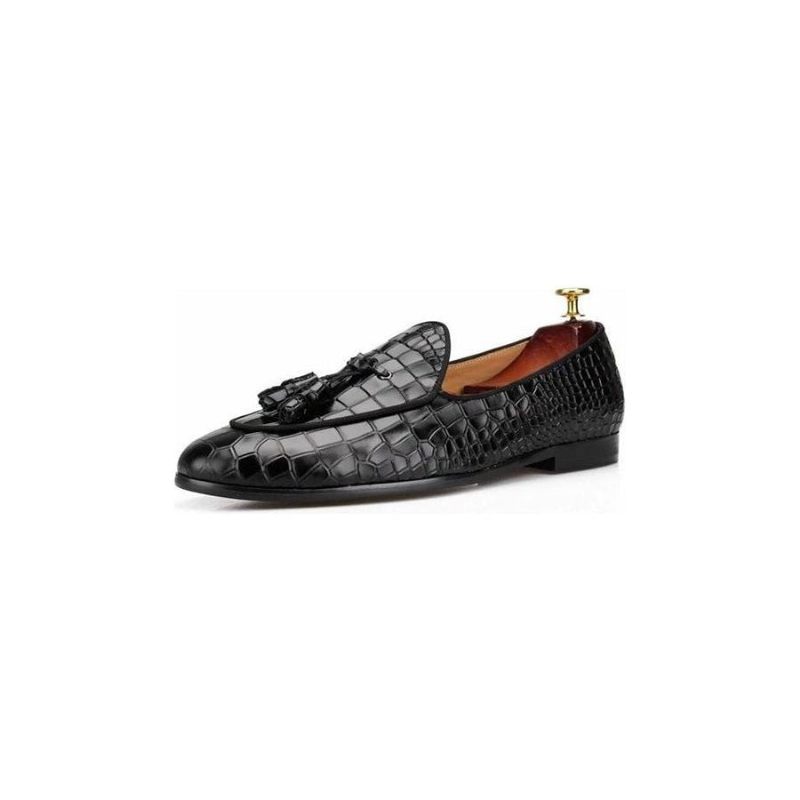 Mocassins Masculinos Luxuosos Croctex Slip-on Com Padrão Sólido