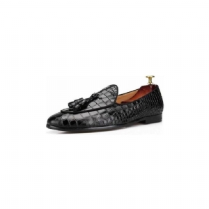 Mocassins Masculinos Luxuosos Croctex Slip-on Com Padrão Sólido