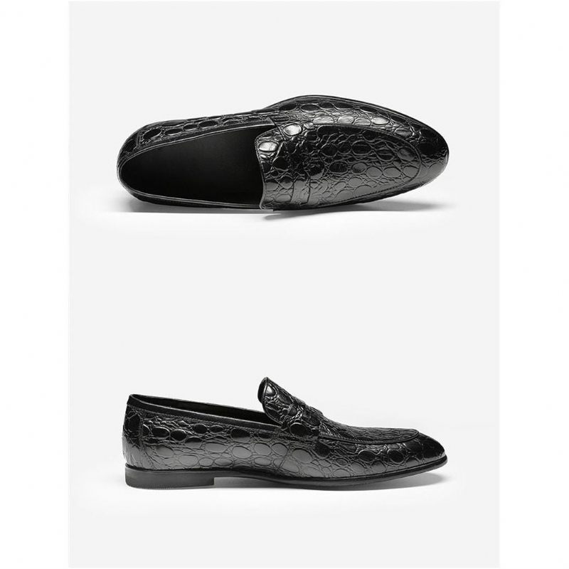 Mocassins Masculinos Luxuosos Croctex Verão Slip-on - Preto