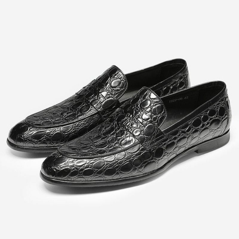 Mocassins Masculinos Luxuosos Croctex Verão Slip-on - Preto