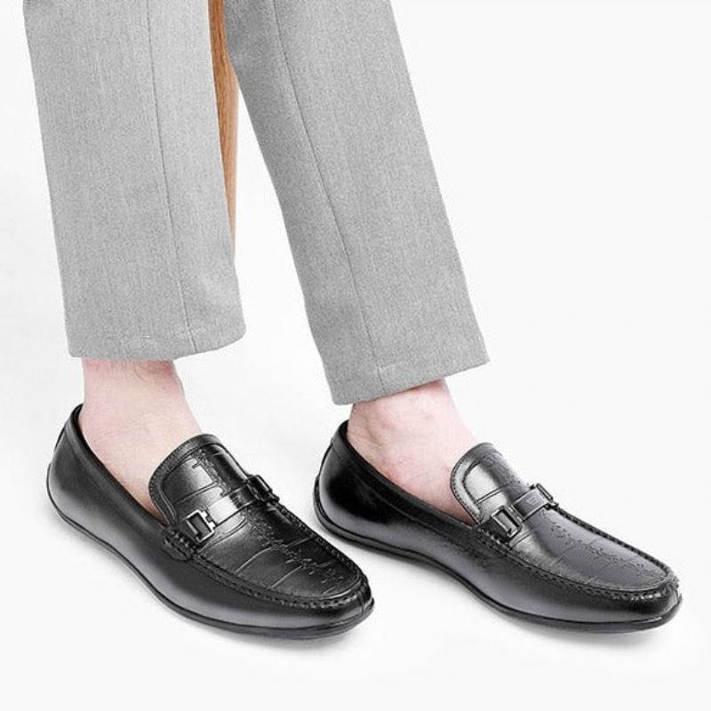 Mocassins Masculinos Luxuosos E Exóticos À Prova D'água - Preto