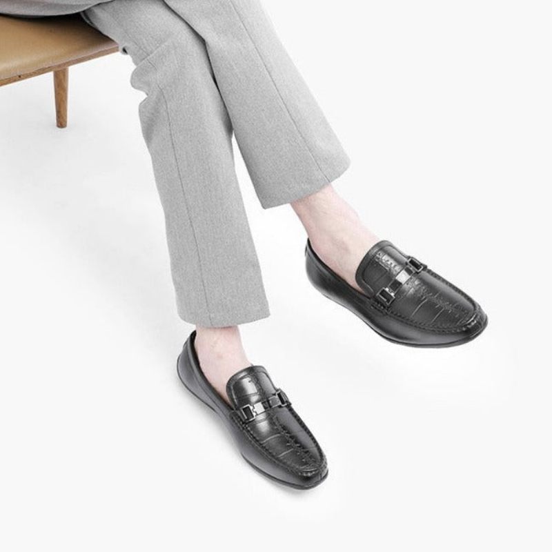 Mocassins Masculinos Luxuosos E Exóticos À Prova D'água - Preto