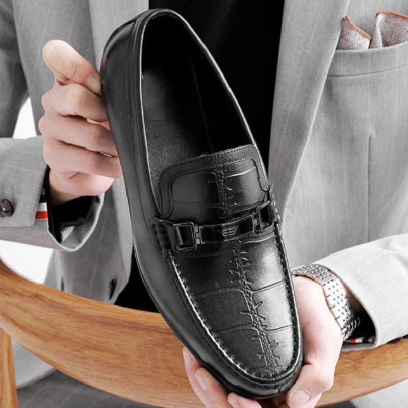 Mocassins Masculinos Luxuosos E Exóticos À Prova D'água - Preto