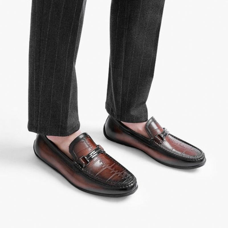 Mocassins Masculinos Luxuosos E Exóticos À Prova D'água - Vermelho