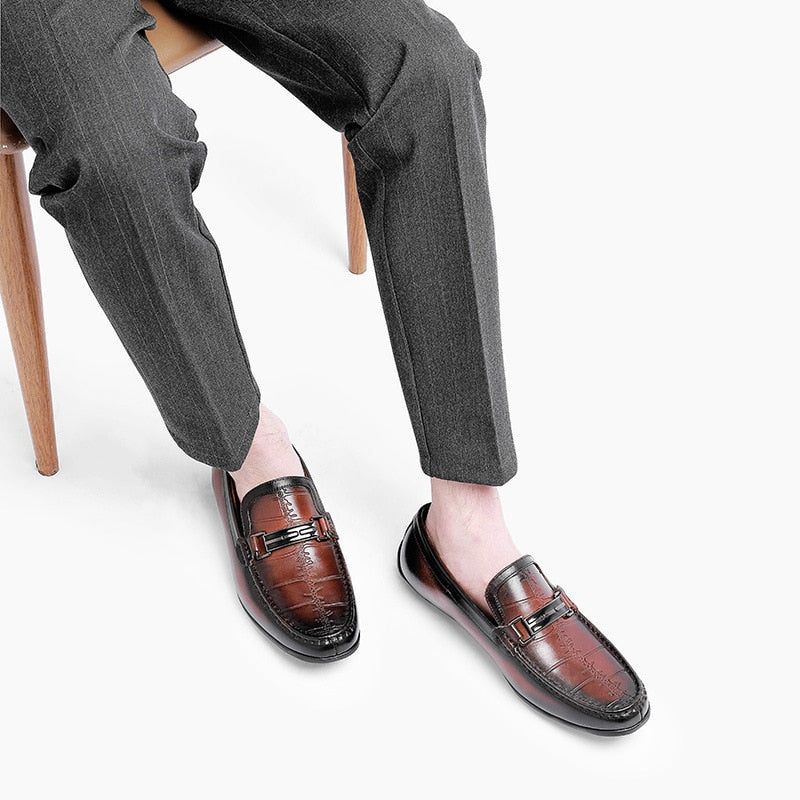 Mocassins Masculinos Luxuosos E Exóticos À Prova D'água - Vermelho