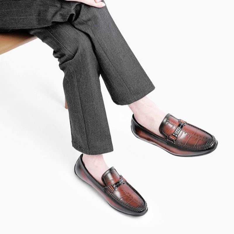 Mocassins Masculinos Luxuosos E Exóticos À Prova D'água - Vermelho