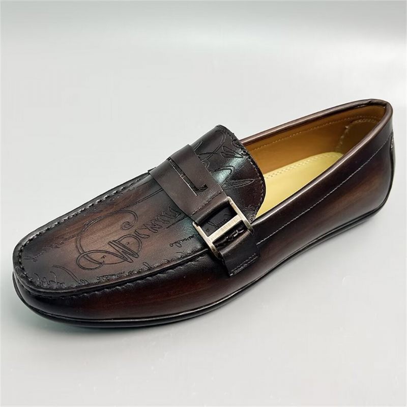 Mocassins Masculinos Luxuosos Em Couro Vaca - Marrom 