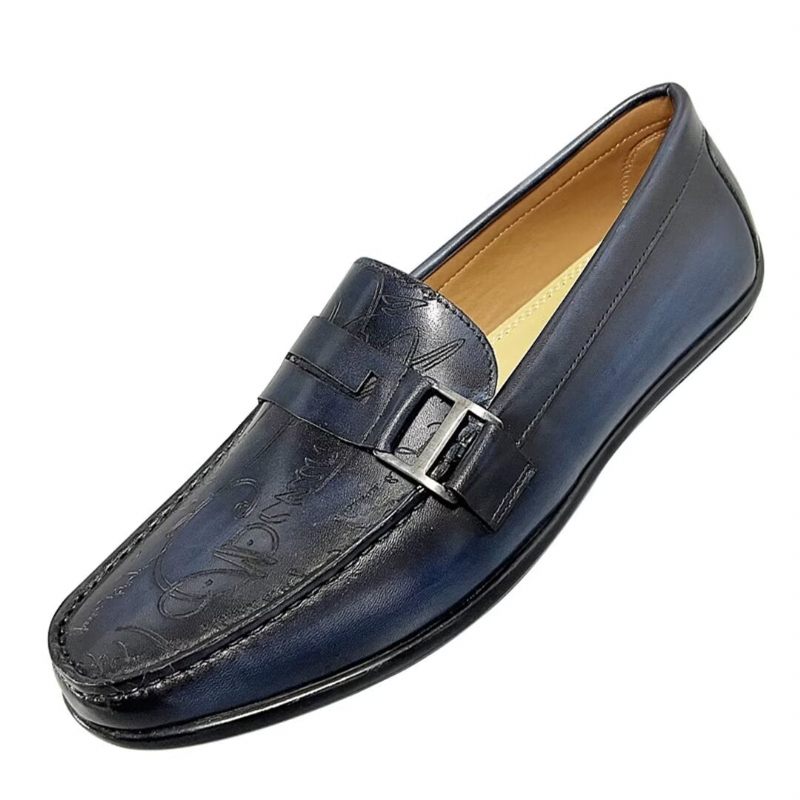 Mocassins Masculinos Luxuosos Em Couro Vaca - Marrom 