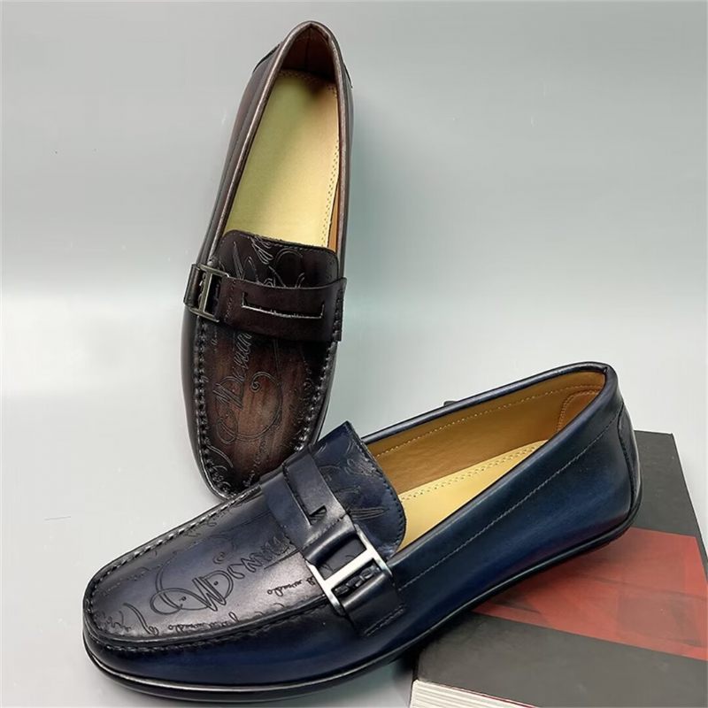 Mocassins Masculinos Luxuosos Em Couro Vaca - Marrom 