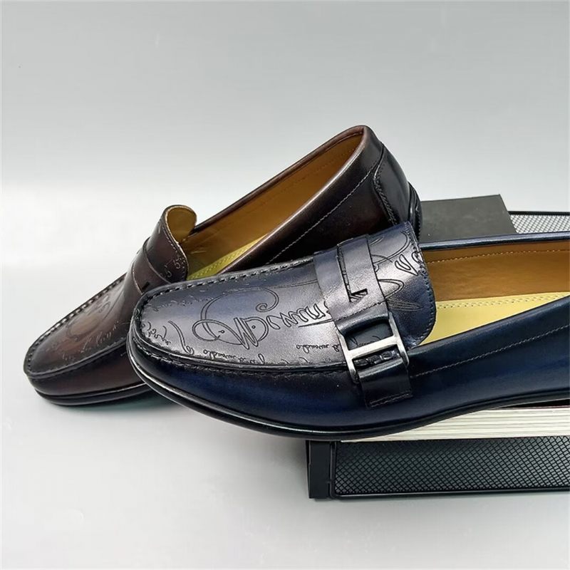 Mocassins Masculinos Luxuosos Em Couro Vaca - Marrom 