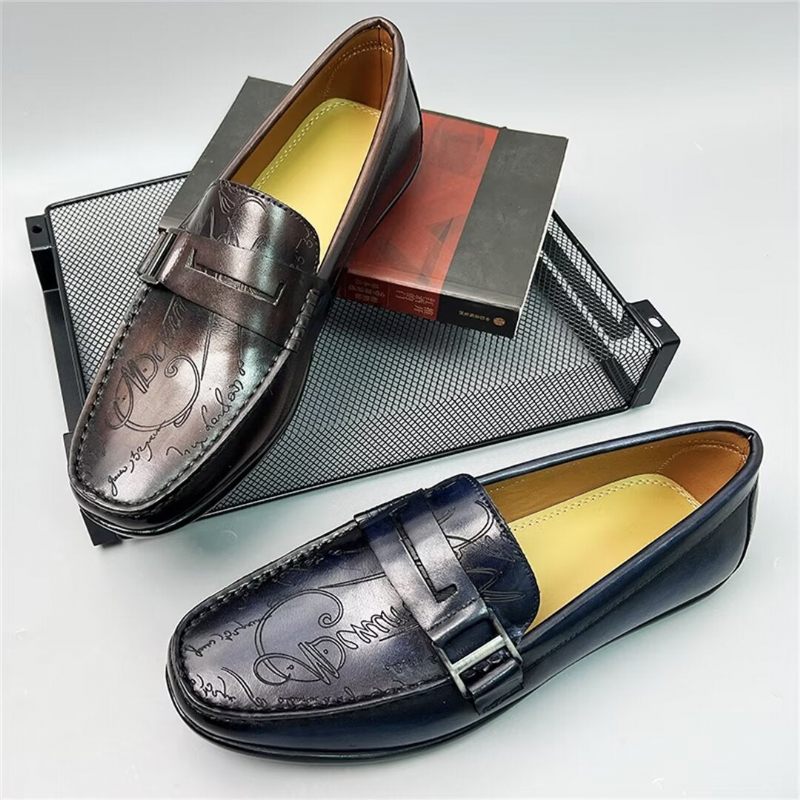 Mocassins Masculinos Luxuosos Em Couro Vaca - Marrom 