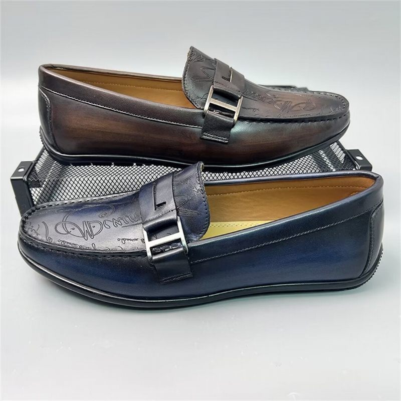 Mocassins Masculinos Luxuosos Em Couro Vaca - Marrom 