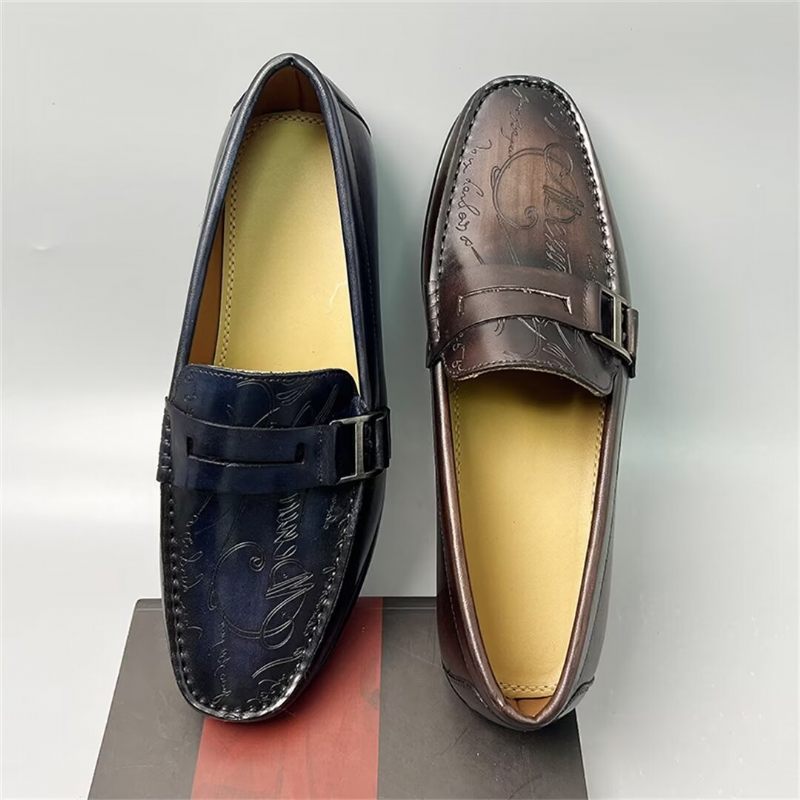 Mocassins Masculinos Luxuosos Em Couro Vaca - Marrom 