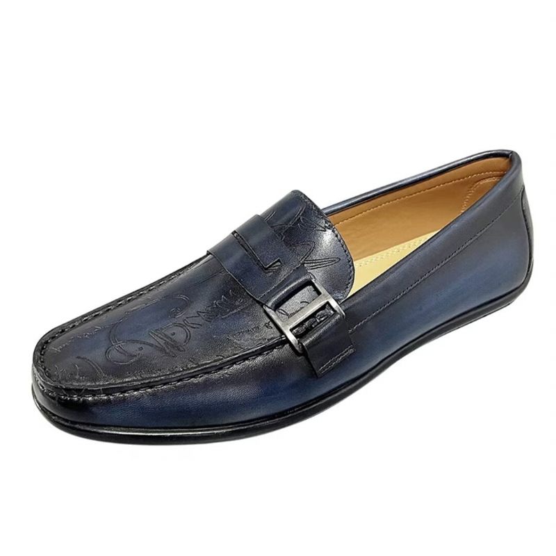 Mocassins Masculinos Luxuosos Em Couro Vaca - Marrom 