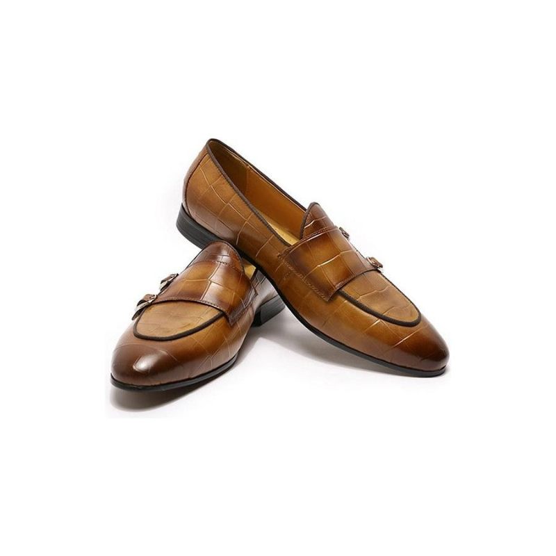 Mocassins Masculinos Monk Strap Slip On - Café