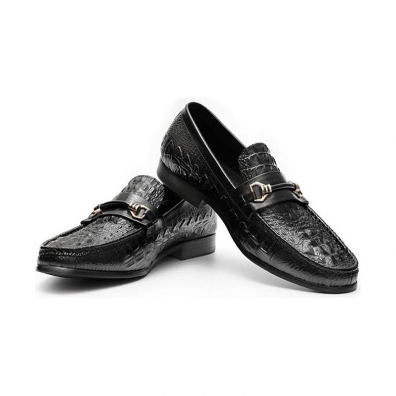 Mocassins Masculinos Oxford Couro Exótico - Preto