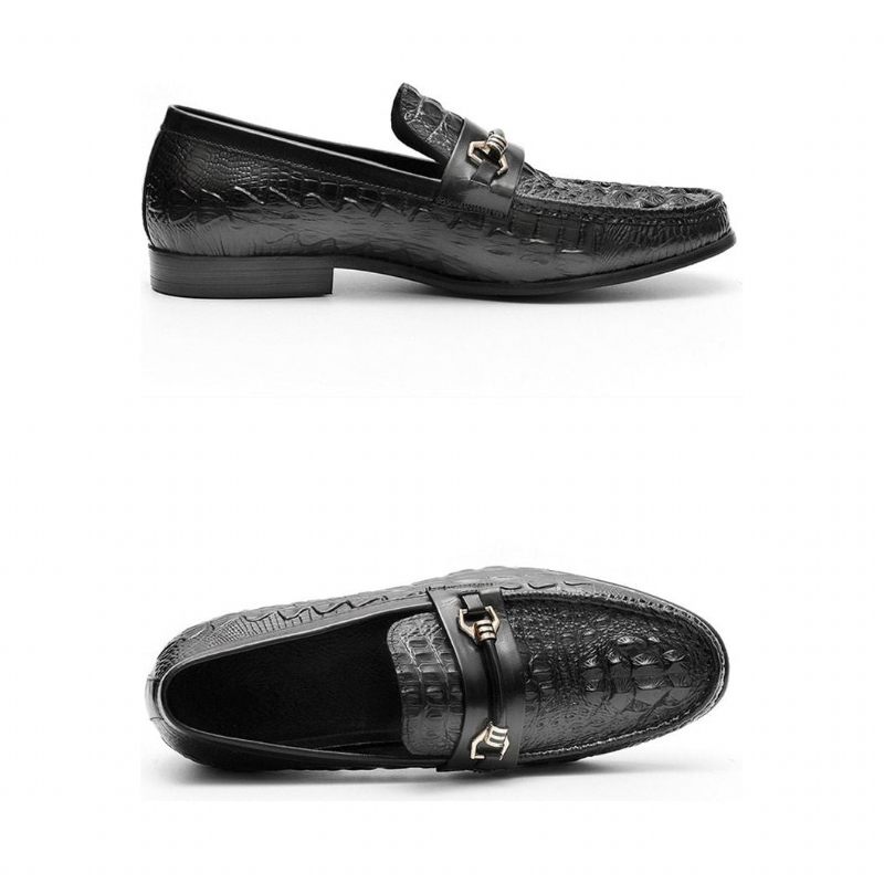 Mocassins Masculinos Oxford Couro Exótico - Preto