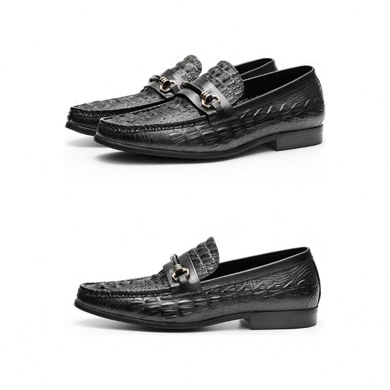 Mocassins Masculinos Oxford Couro Exótico - Preto