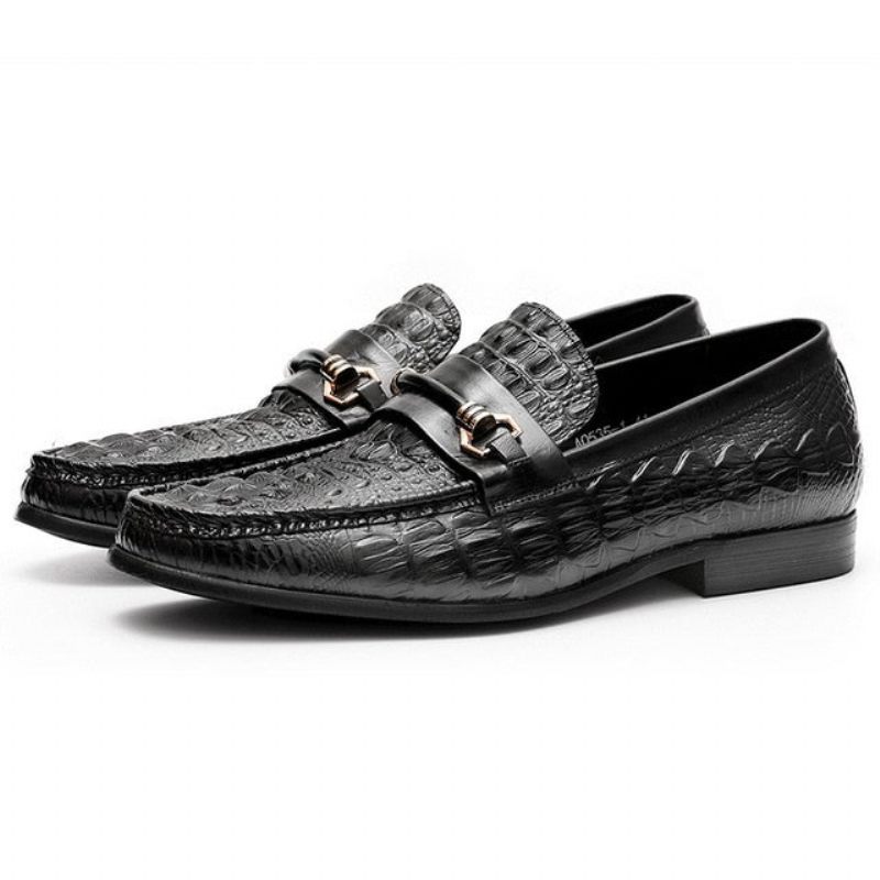 Mocassins Masculinos Oxford Couro Exótico - Preto