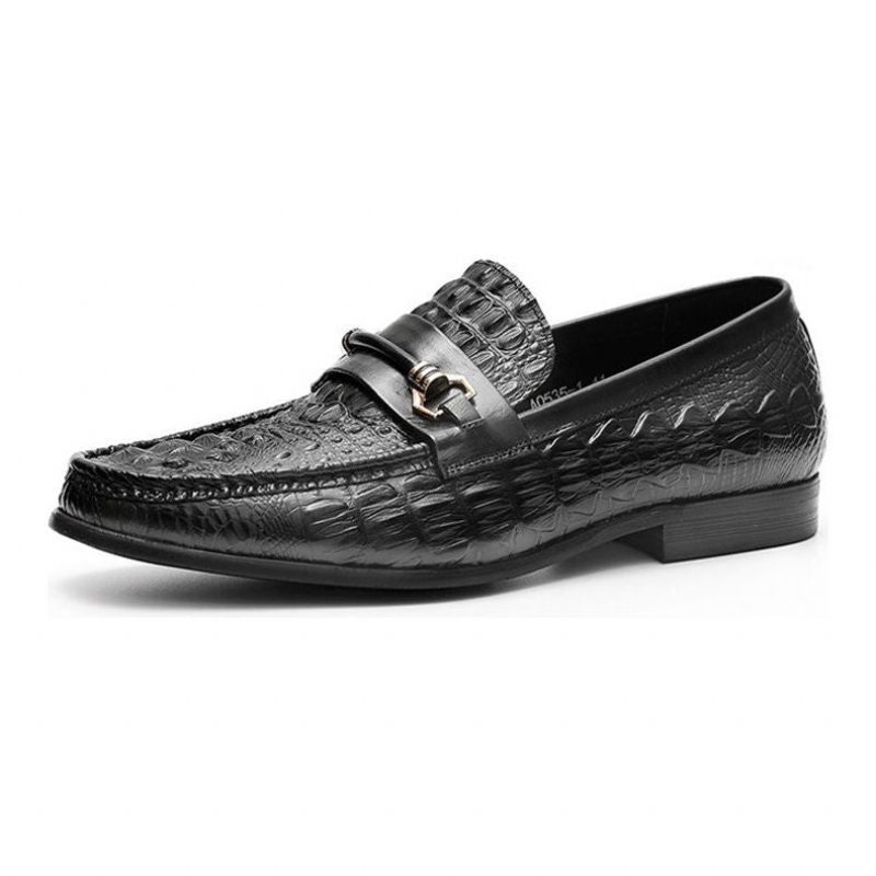 Mocassins Masculinos Oxford Couro Exótico - Preto