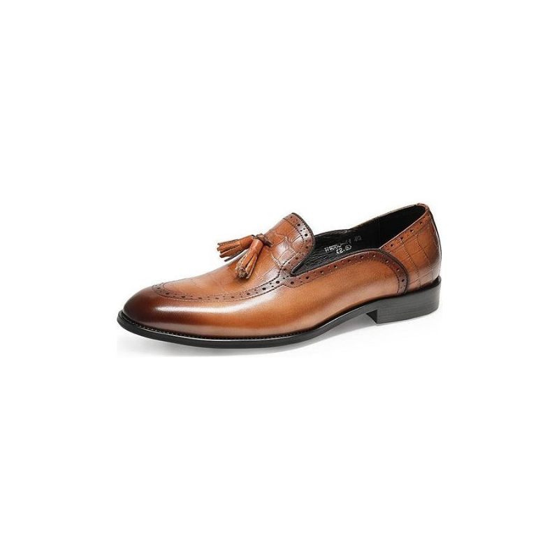 Mocassins Masculinos Retro Chique Exótico Borla Couro Brogue - Café