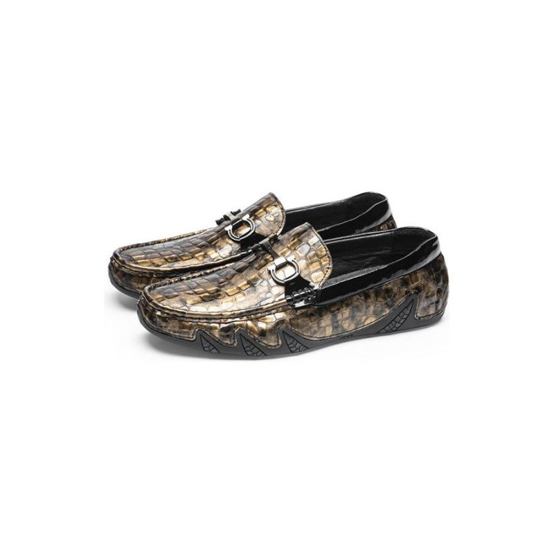 Mocassins Masculinos Slip-on Jacaré - Ouro