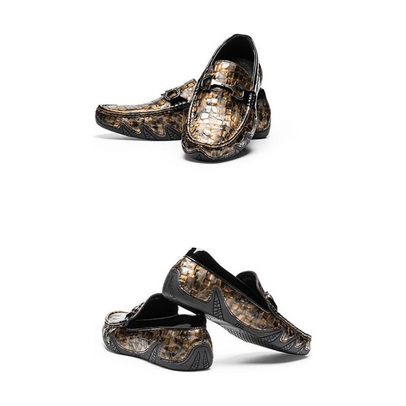 Mocassins Masculinos Slip-on Jacaré - Ouro