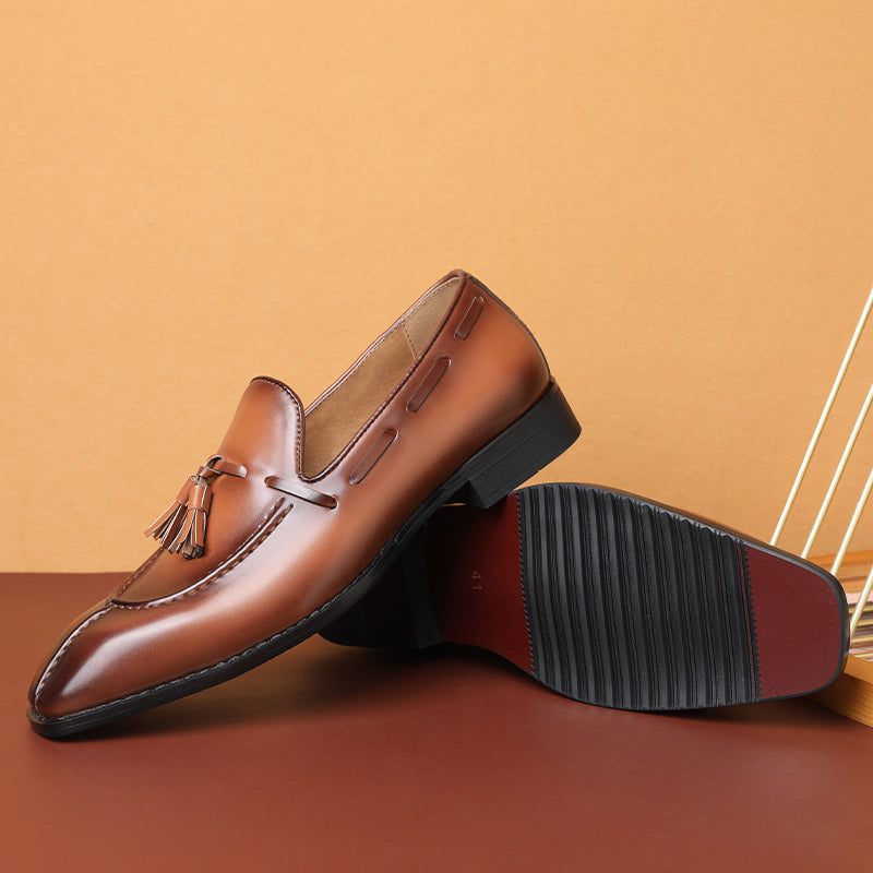 Mocassins Masculinos Sunshine Tassel Designer Sapatos Sociais Casamento - Café