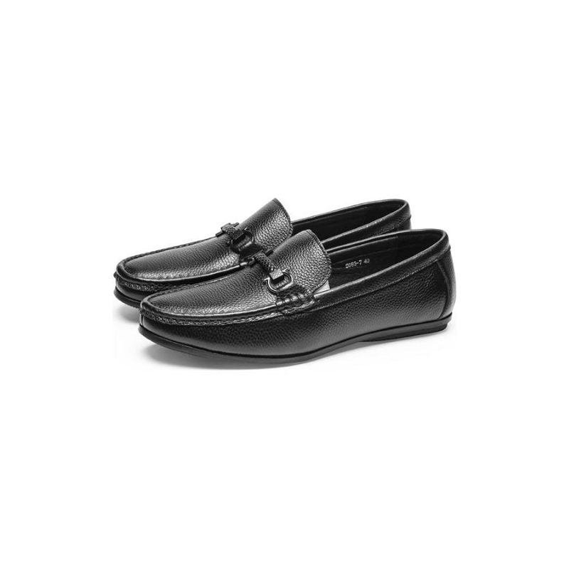 Mocassins Masculinos Weavingluxe Couro Deslizante Em