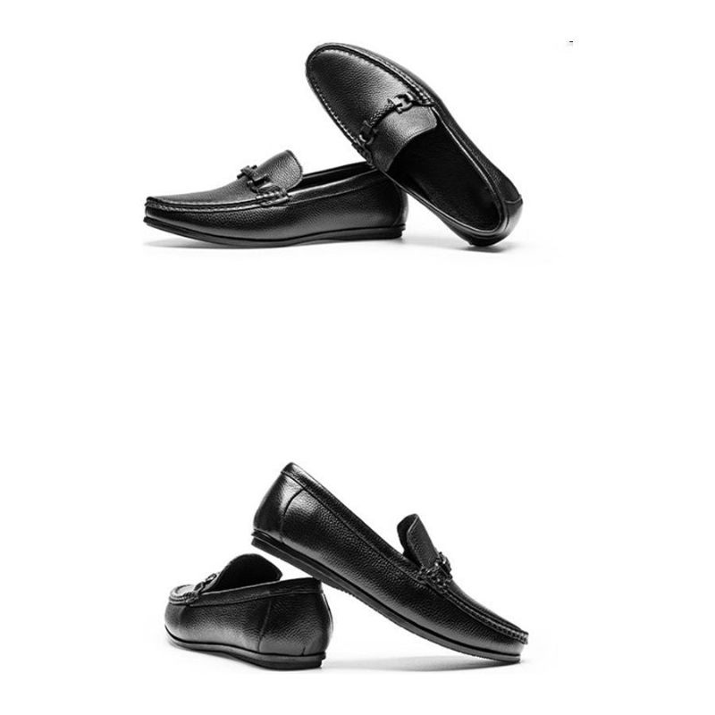 Mocassins Masculinos Weavingluxe Couro Deslizante Em - Preto 1