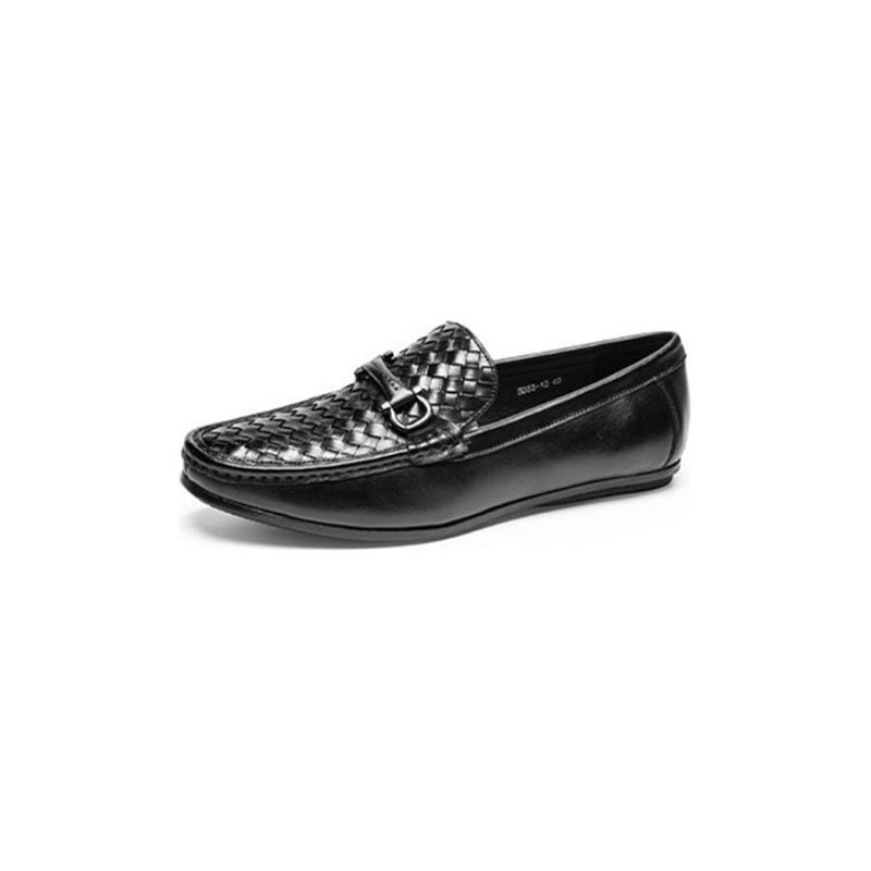 Mocassins Masculinos Weavingluxe Couro Deslizante Em - Preto 2