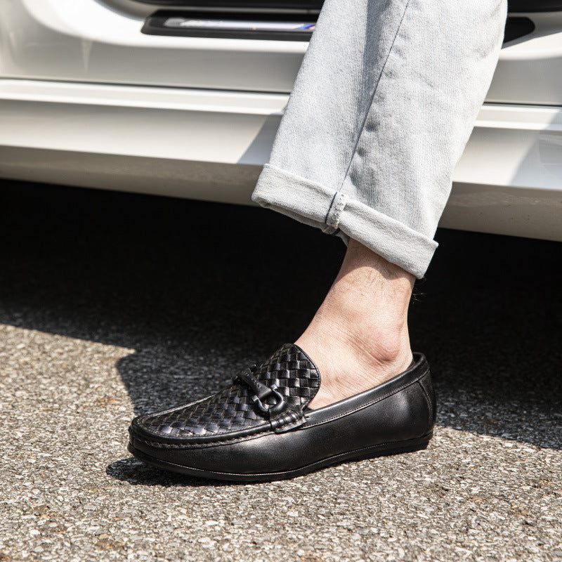 Mocassins Masculinos Weavingluxe Couro Deslizante Em - Preto 2