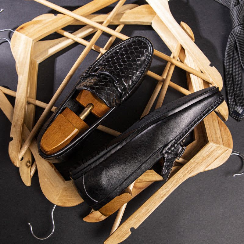 Mocassins Masculinos Weavingluxe Couro Deslizante Em - Preto 2