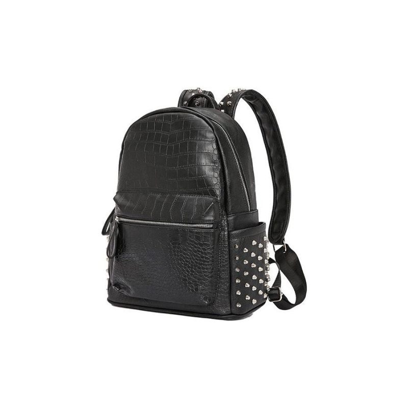 Mochilas Masculinas Com Zíper E Rebites Mochila Chique Alça - Preto