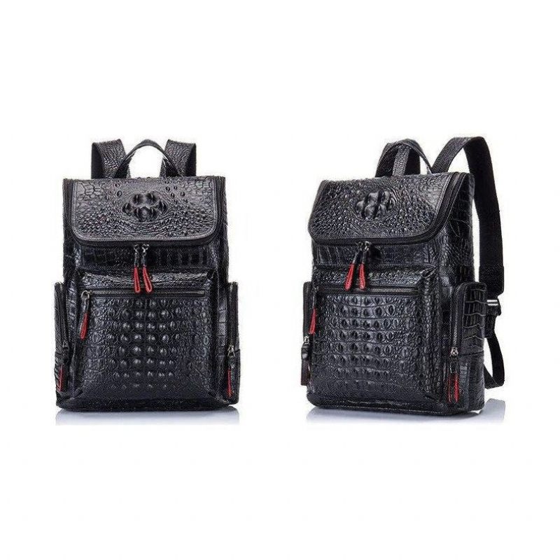 Mochilas Masculinas Com Zíper Exótico Softback Flap Backpack - Preto