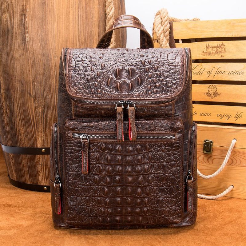 Mochilas Masculinas Com Zíper Exótico Softback Flap Backpack - Café