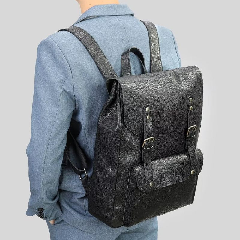 Mochilas Masculinas Couro Mochila Organizadora Viagens Negócios - Preto